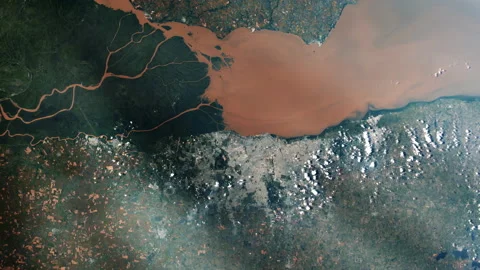 The Rio de la Plata River Seen from Space. 4K Resolution. Stock Footage 221413070