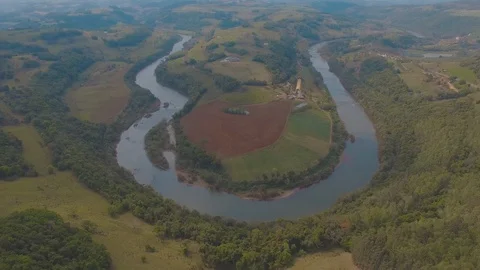 Rio do Peixe curva em ferradura drone 03 Stockbeeldmateriaal 101415723