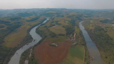 Rio do Peixe curva em ferradura drone Stockbeeldmateriaal 101415793