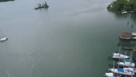 Rio Dulce Bridge and waterfront aerial Video stock 87306958