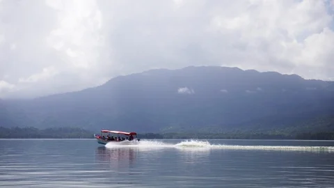 Rio Dulce (Small boat on jungle river) - Guatemala Stock Footage
