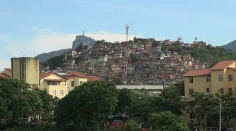 Rio favela and Corcovado Stock Footage 11058950
