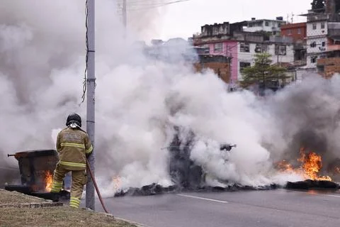 Rio favela protests break out after 5-year-old injured in police raid, Rio De Ja Stock Photos