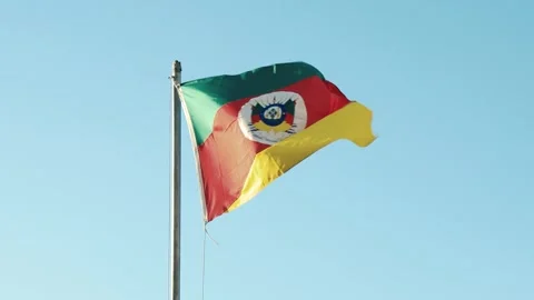 Rio Grande do Sul Flag, Clear Sky Stock Footage 341346582