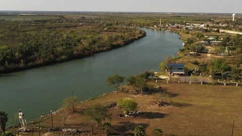 Rio Grande River Looking Upstream, Mission, Texas, USA Stock Footage 142114235