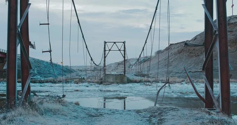 RIO GRANDE WINTER COLD BROKEN BRIDGE TIMELAPSE Stock Footage 128993955
