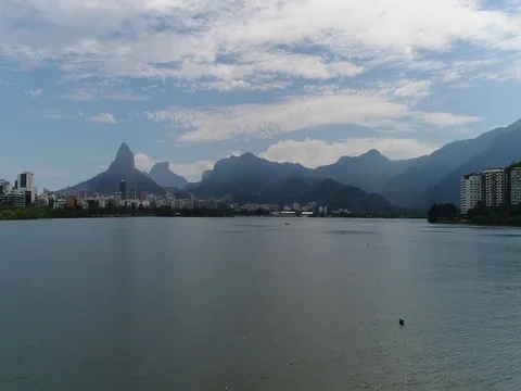 RIO LANDSCAPE LAKE PUSH DRONE 스톡 동영상 78244778