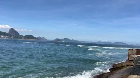 Rio mountains view from the sea with Sugar Loaf on the left Stock Footage 223579596