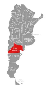 Rio Negro red highlighted in map of Argentina Stock Illustration