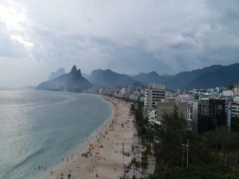 RIO OVER BEACH DRONE 스톡 동영상 78244805