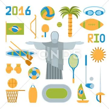 Rio summer olympic games icons vector illustration Stock Illustration