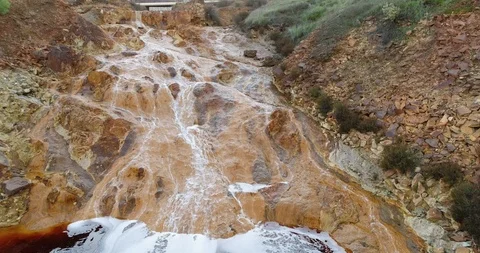 Rio Tinto river at Nerva besides the Rio Tinto mines. This river is very Stock Footage 99002803