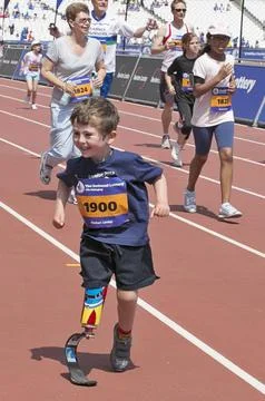 Rio Woolf 5 Taking Part In The National Lottery Family Run At The Olympic Park. Fotos de archivo