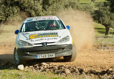 RIOLOBOS, SPAIN - Dec 04, 2011: Rally on gravel held on the paths of the past Stock Photos