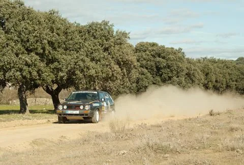 RIOLOBOS, SPAIN - Dec 04, 2011: Rally on gravel held on the paths of the past Stock Photos