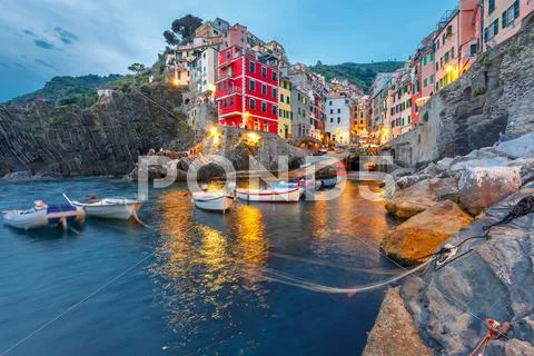 Riomaggiore, Cinque Terre, Liguria, Italy Stock Photos
