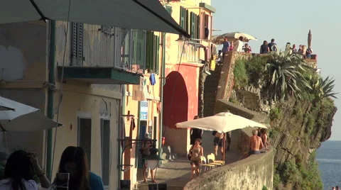 Riomaggiore, one of the famous Cinque Terre village. Stock Footage 67591123