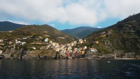 Riomaggiore View from a boat Video stock 82393678