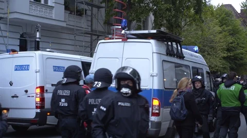 police vans lead radical violent pr... | Stock Video | Pond5