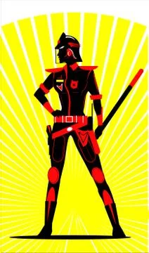 Riot Policewoman Stock Illustration