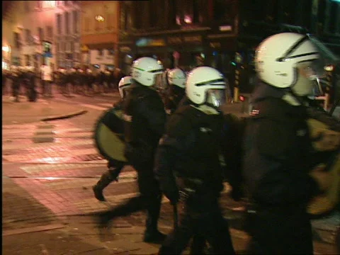 Riots in the center of Antwerp  Stock Footage 637799