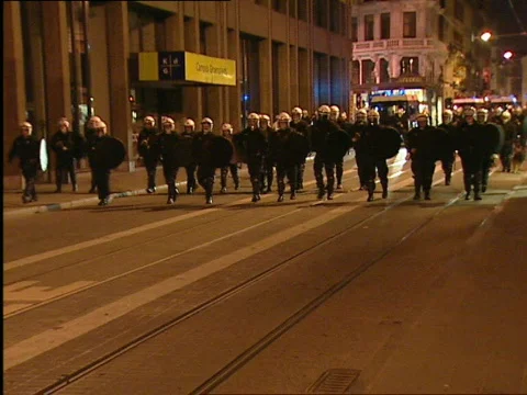 Riots in the center of Antwerp  Stock Footage 637858