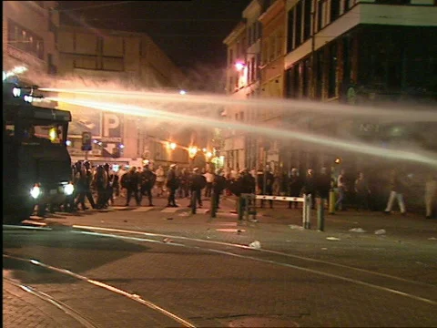 Riots in the center of Antwerp  Stock Footage 637906