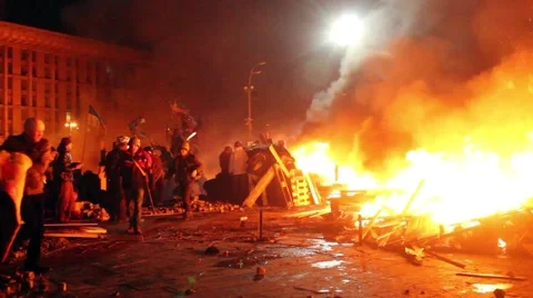 Riots in Kiev 3 Stock Footage 45544679
