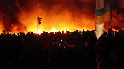 Riots in Kiev Stock Footage 45519388