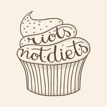 Riots not diets cupcake Stock Illustration