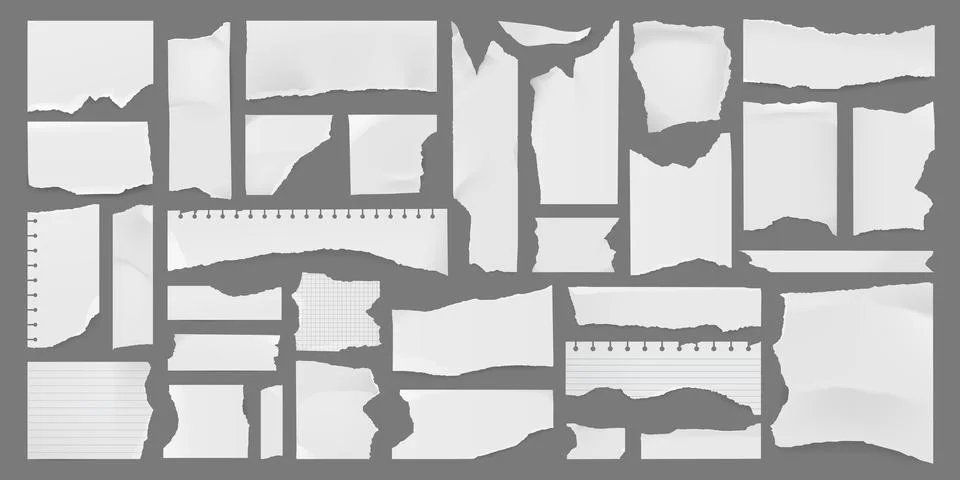 Rip and split paper sheets with torn edges texture 库存插图