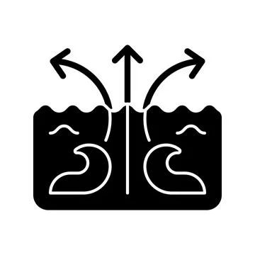 Rip current wave black glyph icon Stock Illustration