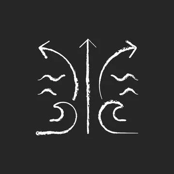 Rip current wave chalk white icon on dark background Stock Illustration