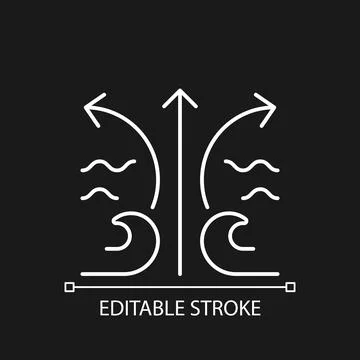 Rip current wave white linear icon for dark theme Stock Illustration