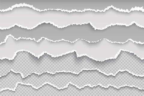 Rip paper page. Torn page transparent grunge border, broken white cardboard Stock Illustration