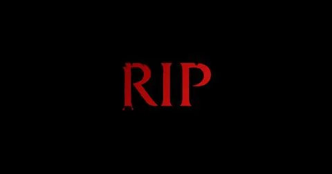RIP &amp; Rest in Peace Text Animation on Black Background. Stock Illustration