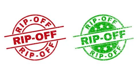 RIP-OFF Round Stamp Seals Using Grunged Texture Stock Illustration