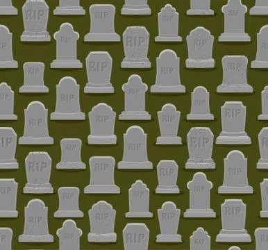 RIP seamless pattern. Old gravestone ornament. Cemetery background. Tomb text Illustrazione stock