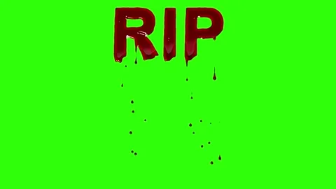 RIP text with scary blood drops effect on green screen background Stock Footage 317283491