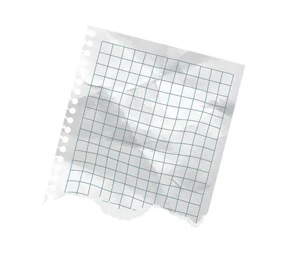 Rip torn paper piece vector with isolated blue grid scrapbook. Old white Stock Illustration