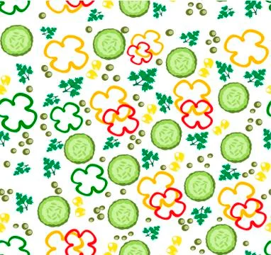 Ripe and juicy slices of vegetables - vector pattern Stock Illustration