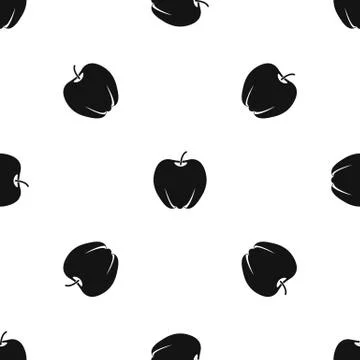 Ripe apple pattern seamless black 库存插图