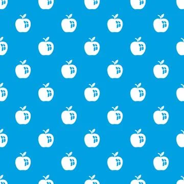 Ripe apple pattern vector seamless blue Stock Illustration