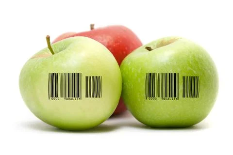 Ripe apples with barcode 스톡 일러스트