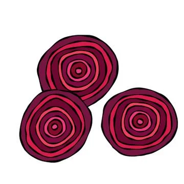 Ripe Beet - Round Slices of Beetroot, Cut Beet. Fresh Vegetable Salad. Hand D Illustrazione stock