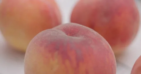 Ripe big peaches on the table Stock Footage 203160673