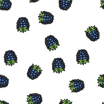 Ripe blackberry vector seamless pattern Stock Illustration