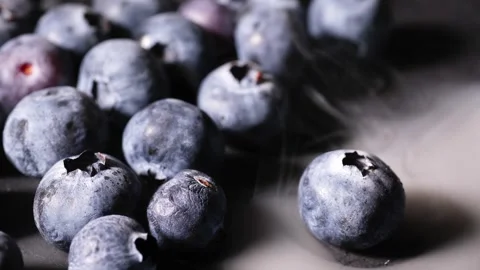 Ripe Blueberries fruit macro close up Stock Footage 308376284