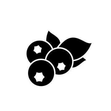 Ripe blueberry fruit vector icon in black. EPS 10. Natural food illustration Stock Illustration