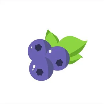 Ripe blueberry fruit vector icon in color. EPS 10. Natural food illustration Illustrazione stock